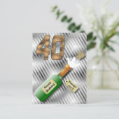 Champagnefles 40e verjaardag Briefkaart (Staand voorkant)