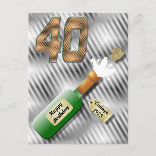 Champagnefles 40e verjaardag Briefkaart (Voorkant)