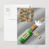 Champagnefles 60e verjaardag Briefkaart (Voorkant / Achterkant)