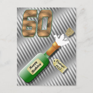 Champagnefles 60e verjaardag Briefkaart