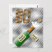 Champagnefles 80e verjaardag Briefkaart (Voorkant / Achterkant)
