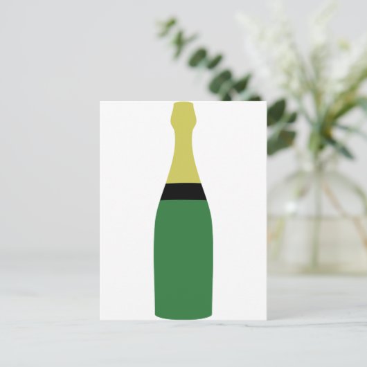 champagnefles briefkaart (Staand voorkant)