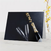 Champagnefles & Brilglazen Kaart (Gele Bloem)