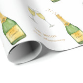 Champagnefles en -glas cadeaupapier (Rol Hoek)