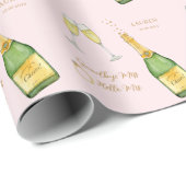 Champagnefles en glas Roze Vrijgezellenfeest Cadeaupapier (Rol Hoek)