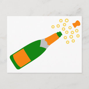 Champagnefles en knallende kurk briefkaart