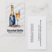 Champagnefles en wijnglas | Watercolor stijl Visitekaartje (Voorkant / Achterkant)