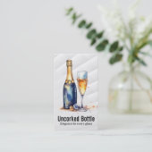 Champagnefles en wijnglas | Watercolor stijl Visitekaartje (Staand voorkant)