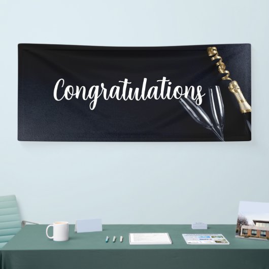 Champagnefles & glazen spandoek (Beurs)