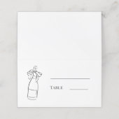 Champagnefles handgetekend feest plaatskaartje (Buitenkant ongevouwen)