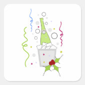 Champagnefles Ijsemmer Feestviering Vierkante Sticker (Voorkant)