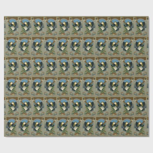 champagnefles met kerst cadeaupapier (Vlak)