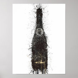Champagnefles Muur Kunstprint 'Black Fizz' Poster