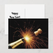 champagnefles Oud en Nieuw Feestdagenkaart (Voorkant / Achterkant)