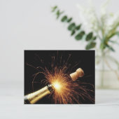 champagnefles oudejaarsavond feestdagenkaart (Staand voorkant)