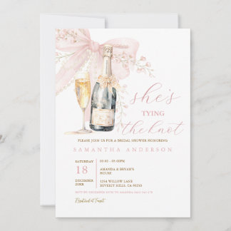 Champagnefles & Roze Strik Ze Krijgt de Knoop Aan Kaart