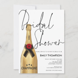 Champagnefles Script Gold Vrijgezellenfeest Kaart