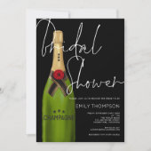 Champagnefles Wit Script Zwart Vrijgezellenfeest Kaart (Voorkant)