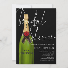 Champagnefles Wit Script Zwart Vrijgezellenfeest Kaart