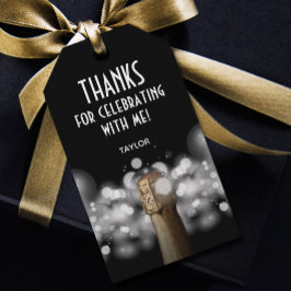 Champagnefles Zwart en Wit Favor Cadeaulabel