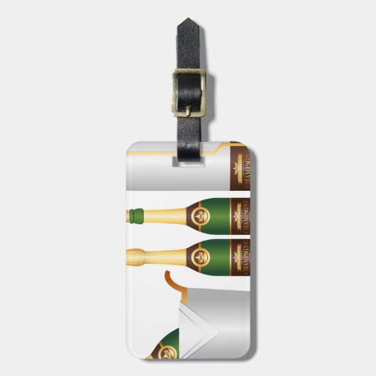 champagneflessen bagagelabel (Voorkant verticaal)