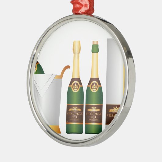 champagneflessen metalen ornament (Links)
