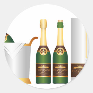 champagneflessen ronde sticker
