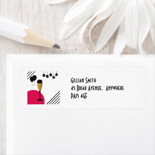 Champagnefluit/ballonnen/retouradres Etiket (Insitu)