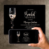 Champagneglas Bloemige Bruidsdouche Kaart