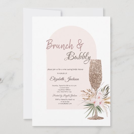 Champagneglas Boho Bloemen Brunch & Bubbelwijn Kaart (Voorkant)
