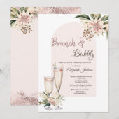 Champagneglas Boho Bloemen Brunch & Bubbelwijn Kaart (Voorkant / Achterkant)