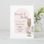 Champagneglas Boho Bloemen Brunch & Bubbly Kaart (Staand voorkant)