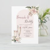 Champagneglas Boho Bloemen Brunch & Bubbly Kaart (Staand voorkant)