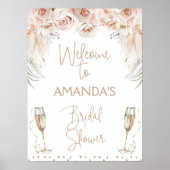 Champagneglas Boho Brunch Bruidsfeest Verwelkoming Poster (Voorkant)