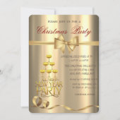 Champagneglas Boog Goud Kerstfeest Kaart (Voorkant)