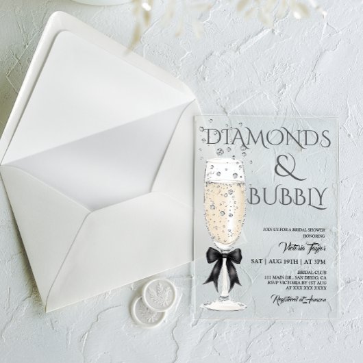 Champagneglas Elegant Boog Vrijgezellenfeest Acryl Uitnodigingen