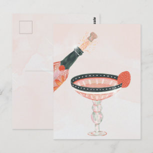 champagneglas en flesverjaardagsfeestje briefkaart