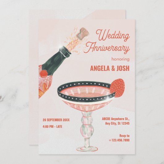  champagneglas fles Bruiloft Jubileum Kaart (Voorkant / Achterkant)