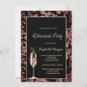 Champagneglas Glitter Draaien Pensioenfeest Kaart