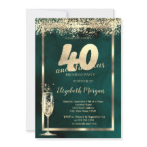 Champagneglas Goud Confetti Groen 40e Verjaardag