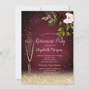 Champagneglas Gouden Bourgondische Rozen Pensioen Kaart