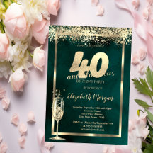 Champagneglas Gouden Confetti Groen 40e Verjaardag