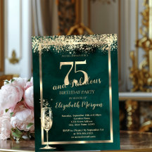 Champagneglas Gouden Confetti Groen 75ste Verjaard