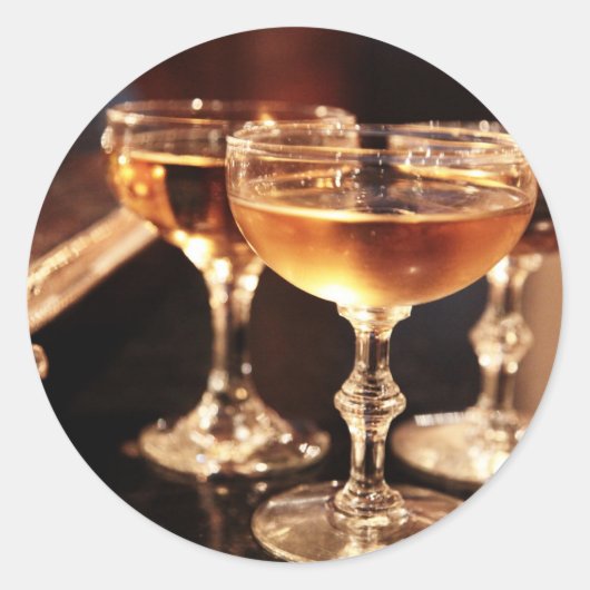 champagneglas gouden toast ronde sticker (Voorkant)