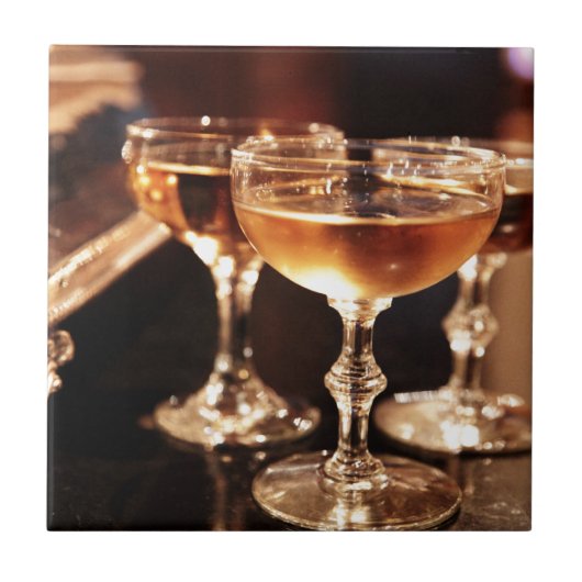 champagneglas gouden toast tegeltje (Voorkant)