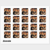 champagneglas gouden toast vierkante sticker (Vel)