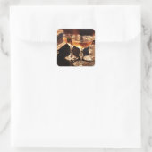 champagneglas gouden toast vierkante sticker (Tas)