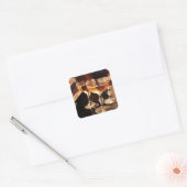 champagneglas gouden toast vierkante sticker (Envelop)