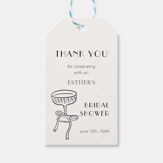 Champagneglas Lint Bruidsfeest Bedankt Cadeaulabel (Voorkant)