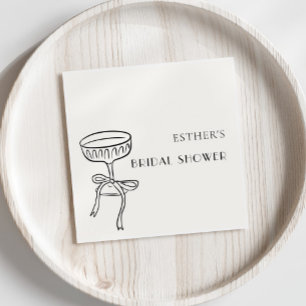 Champagneglas met strik bruidsdouche servet